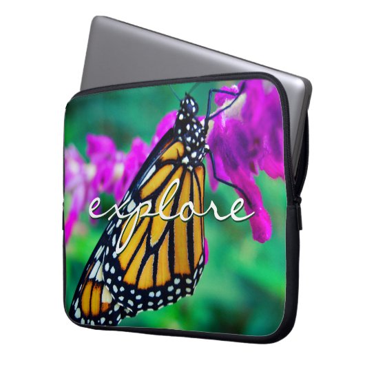 Orange Monarch Butterfly Entdecken Sie Script Mode Laptopschutzhülle (Vorderseite Links)
