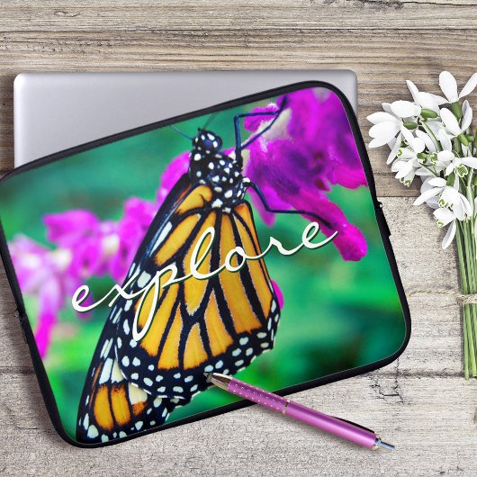 Orange Monarch Butterfly Entdecken Sie Script Mode Laptopschutzhülle