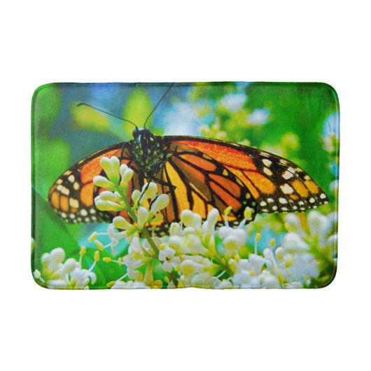 Orange Monarch Butterfly Foto Modern Simple Bold Badematte (Vorderseite)