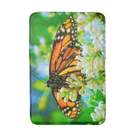 Orange Monarch Butterfly Foto Modern Simple Bold Badematte (Vorderseite Vertikal)