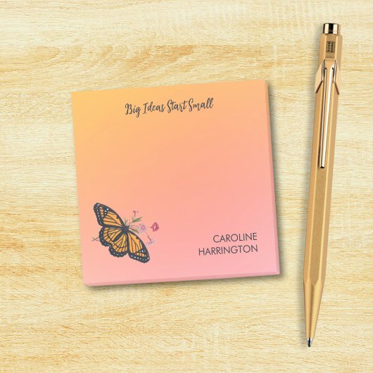 Orange Monarch Butterfly Gold Sunrise Inspirierend Post-it Klebezettel