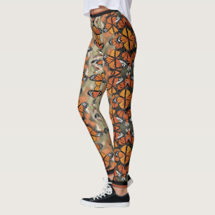 Orange Monarch Butterfly Wings Illustration Leggings