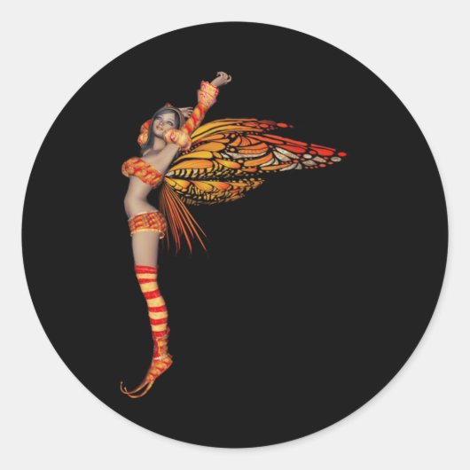 Orange Monarch Pixie Butterfly Fairy 2 - Runder Aufkleber (Vorderseite)