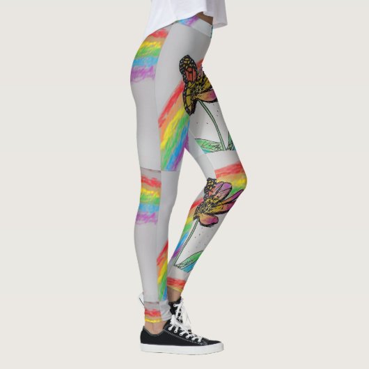 Orange Monarch Rainbow Aquarellfarben Leggings (Rechts)