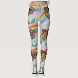 Orange Monarch Rainbow Aquarellfarben Leggings