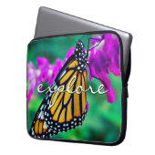 Orange Monarch Schmetterling Explore Skript Modern Laptopschutzhülle (Vorderseite Links)