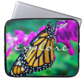Orange Monarch Schmetterling Explore Skript Modern Laptopschutzhülle (Vorderseite)