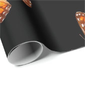 ORANGE MONARCHFALTER AUF SCHWARZER FARBE GESCHENKPAPIER (Rolleneckpunkt)