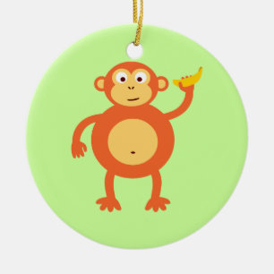 Orange Monkey Keramikornament