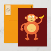 Orange Monkey Postkarte (Vorne/Hinten)