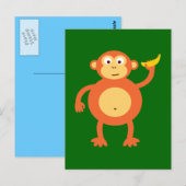 Orange Monkey Postkarte (Vorne/Hinten)