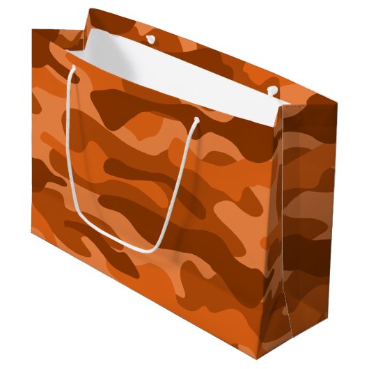 Orange-Monocolor-Camouflage Große Geschenktüte (Vorderseite Schrägansicht)