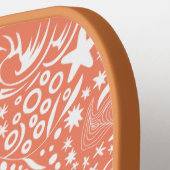 Orange Monogram Add Your Name Ocean Pattern Pickleball Schläger (Linke Seite)