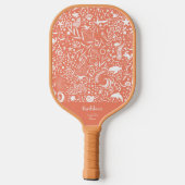 Orange Monogram Add Your Name Ocean Pattern Pickleball Schläger (Rückseite)