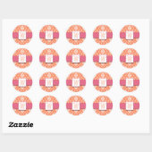 Orange Monogram Damask Pink Wedding Stickers (Blatt)