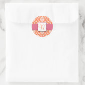 Orange Monogram Damask Pink Wedding Stickers (Tasche)