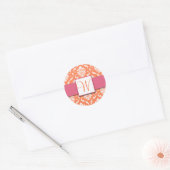 Orange Monogram Damask Pink Wedding Stickers (Umschlag)