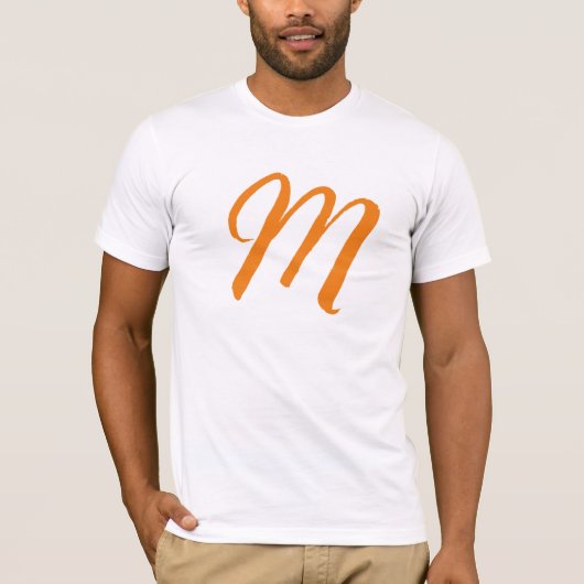 Orange Monogram Eigenname Ersetzen Text T-Shirt (Vorderseite)
