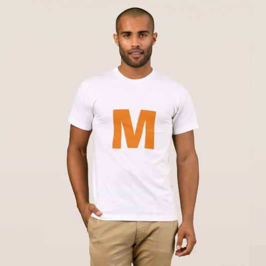 Orange Monogram Eigenname Ersetzen Text T-Shirt (Vorne ganz)