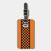 Orange Monogram Gepäckmarke Gepäckanhänger (Vorderseite vertikal)