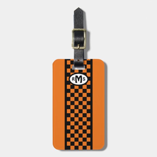 Orange Monogram Gepäckmarke Gepäckanhänger (Vorderseite vertikal)