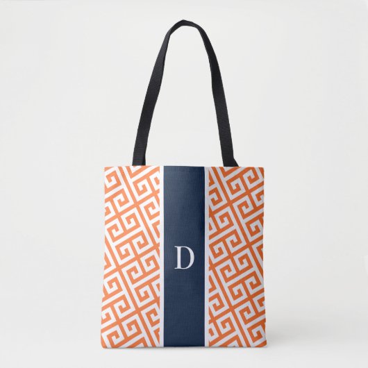 Orange Monogram, griechischer Totbeutel Tasche (Vorderseite)