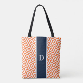 Orange Monogram, griechischer Totbeutel Tasche