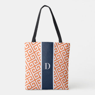 Orange Monogram, griechischer Totbeutel Tasche