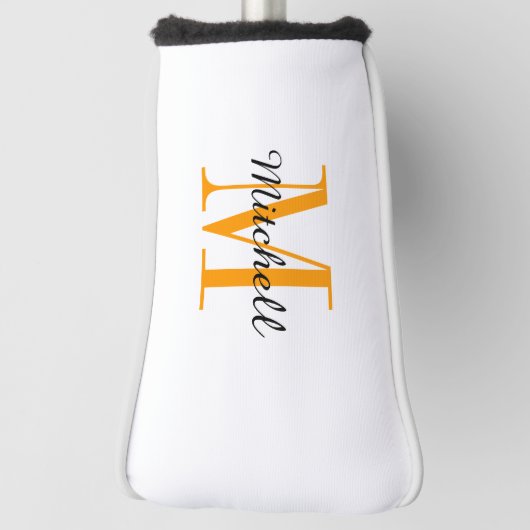 Orange Monogram Initial and Name Personalisiert Golf Headcover (Rotieren 90)