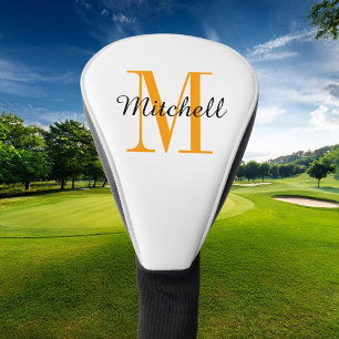 Orange Monogram Initial and Name Personalisiert Golf Headcover