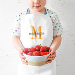 Orange Monogram Initial and Name Personalisiert Kinderschürze<br><div class="desc">Individuell gestaltete Schürze für Kinder, perfekt für Ihren kleinen Koch im Training! Personalisieren Sie es mit dem Namen des Monogramms und dem ersten oder anderen benutzerdefinierten Text. Klicken Sie auf Anpassen, um Schriftart und Farben zu ändern, oder fügen Sie mehr Text oder Bilder hinzu, um ein besonderes Geschenk zu erstellen....</div>