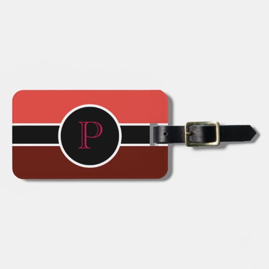 Orange Monogram Initial Modern Chic Travel Bag Gepäckanhänger (Vorderseite horizontal)