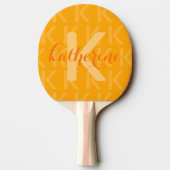 Orange Monogram Muster mit Name Ping Pong Paddle Tischtennis Schläger (Rückseite)