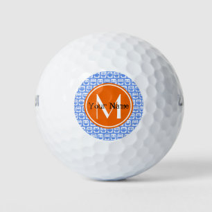 Orange Monogram Personalisiert Name Blue Owls Golfball
