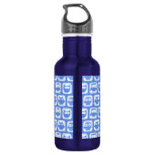 Orange Monogram Personalisiert Name Blue Owls Trinkflasche (Rückseite)