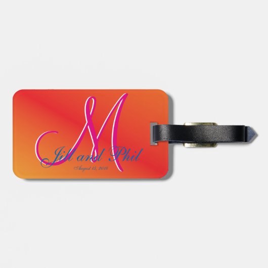 Orange Monogram Sunset Gepäckanhänger (Rückseite horizontal)