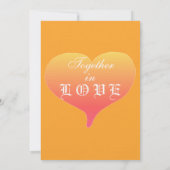 Orange Monogram Sunset Heart Einladung (Rückseite)
