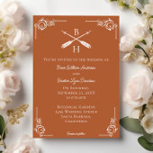 Orange Monogram und Arrows Wedding Einladung