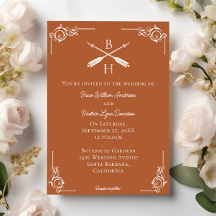 Orange Monogram und Arrows Wedding Einladung