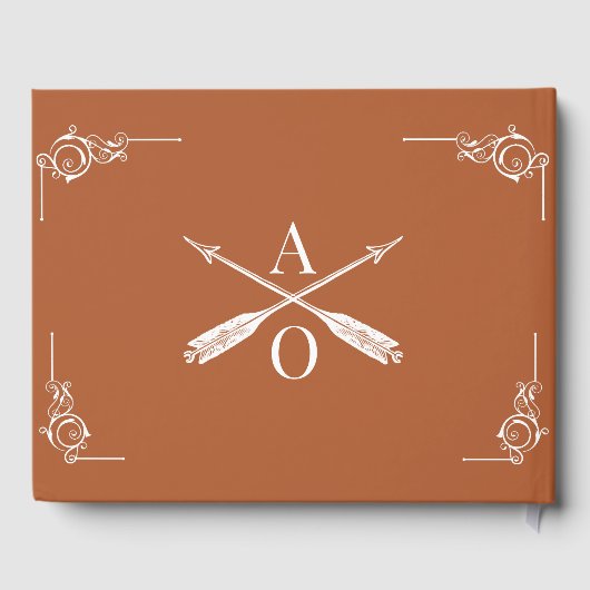 Orange Monogram und Arrows Wedding Gästebuch (Rückseite)