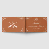 Orange Monogram und Arrows Wedding Gästebuch (Voll)