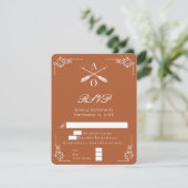 Orange Monogram und Arrows Wedding RSVP Card (Stehend Vorderseite)