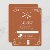 Orange Monogram und Arrows Wedding RSVP Card (Vorne/Hinten)