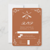 Orange Monogram und Arrows Wedding RSVP Card (Vorderseite)