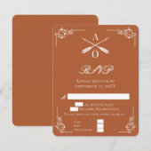Orange Monogram und Arrows Wedding RSVP Card Karte (Vorne/Hinten)