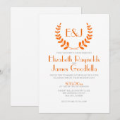 Orange Monogram Wedding Einladungen (Vorne/Hinten)