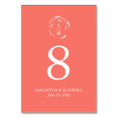 Orange Monogram Wedding Tischnummer Card (Rückseite)