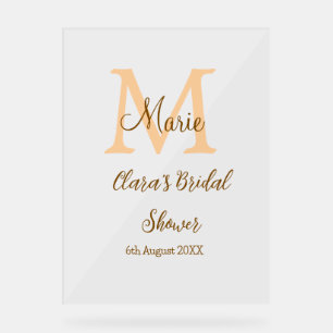 Orange Monogramm Brautparty geben den Namen modern Acrylschild