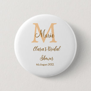 Orange Monogramm Brautparty geben den Namen modern Button
