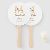 Orange Monogramm Brautparty geben den Namen modern Fächer (Vorne und Hinten)